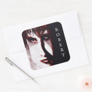 Gothic God Post Punk Goth Muziek Man Portret Kunst Vierkante Sticker