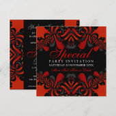 Gothic Goddess Red+Black Party nodiging Kaart (Voorkant / Achterkant)