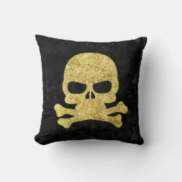 Gothic Gold Faux Glitter Skull & Cross Botten Kussen