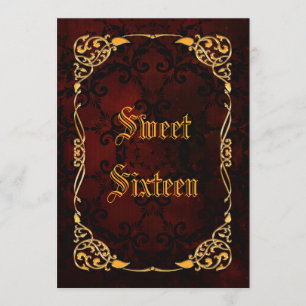 Gothic Gold Framed Sweet 16 Kaart