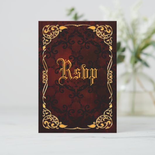 Gothic Gold-geplateerd Birthday RSVP (Staand voorkant)