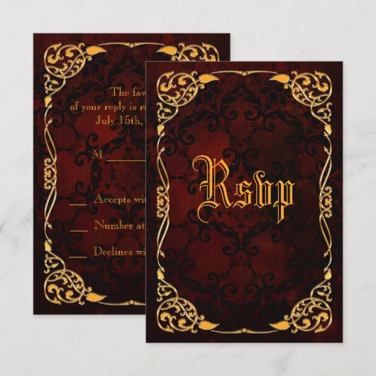 Gothic Gold-geplateerd Birthday RSVP (Voorkant / Achterkant)