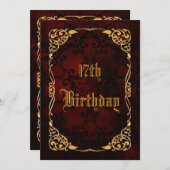 Gothic Gold omgeven 17e verjaardag Kaart (Voorkant / Achterkant)