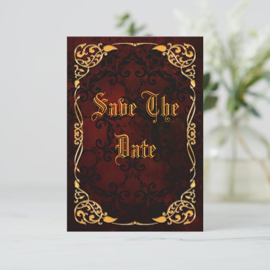 Gothic Gold omgeven 60e verjaardag, behalve de dat Save The Date (Staand voorkant)