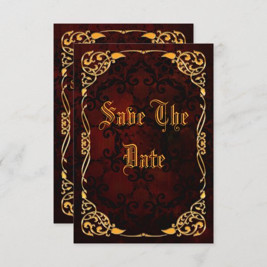 Gothic Gold omgeven 60e verjaardag, behalve de dat Save The Date (Voorkant / Achterkant)