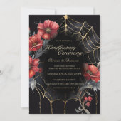 Gothic Gold & Red Spider Bloemen Web Handfasting Kaart (Voorkant)