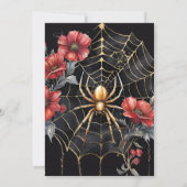 Gothic Gold & Red Spider Bloemen Web Handfasting Kaart (Achterkant)