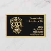 Gothic Gold Skeleton Skull on Black  Visitekaartje (Voorkant)