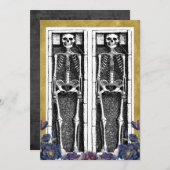 Gothic Gold Skeleton Spooky Halloween Party Kaart (Voorkant / Achterkant)