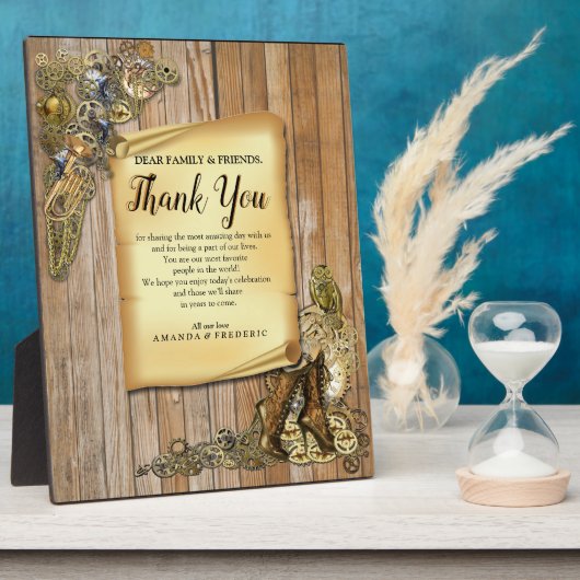 Gothic-Gold Steampunk Hartelijk dank op hout Fotoplaat (Zijkant)