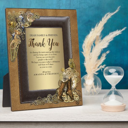 Gothic-Gold Steampunk Weddenschap op Suede Fotoplaat (Zijkant)