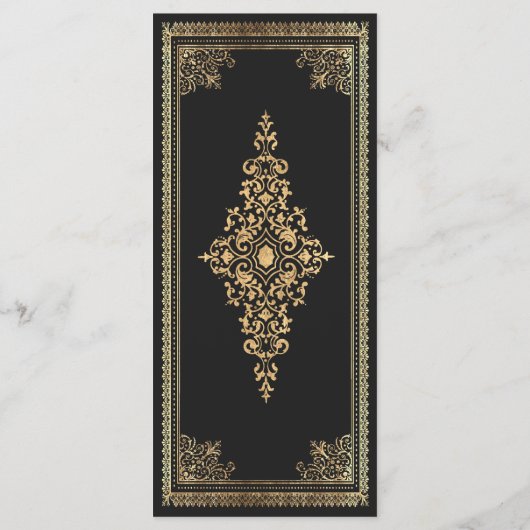 Gothic Gold Victoriaans bruiloft Menu (Achterkant)