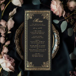 Gothic Gold Victoriaans bruiloft Menu<br><div class="desc">Elegant en modern trouwontwerp geïnspireerd op een gotische Victoriaans kunststijl. Design is geen echte folie. Overeenkomende items in onze winkel voor een compleet feestthema. Voor verdere vragen kunt u contact met ons opnemen via ThePaperieGarden@gmail.com.</div>