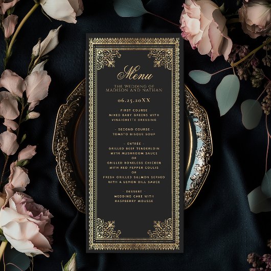 Gothic Gold Victoriaans bruiloft Menu