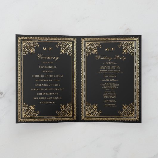  Gothic Gold Victoriaans bruiloft Programma (Binnen)