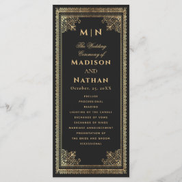  Gothic Gold Victoriaans bruiloft Programmakaart