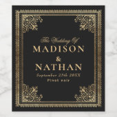  Gothic Gold Victoriaans bruiloft Wijn Etiket (Enkel label)