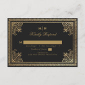  Gothic Gold Victoriaans Wedding RSVP Informatiekaartje (Voorkant)