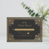  Gothic Gold Victoriaans Wedding RSVP Informatiekaartje (Staand voorkant)