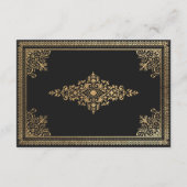  Gothic Gold Victoriaans Wedding RSVP Informatiekaartje (Achterkant)