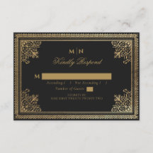 Gothic Gold Victoriaans Wedding RSVP