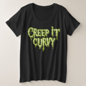 Gothic Gothabilly Creep Curvy Meisje Zwart Grote Maat T-shirt (Design voorkant)