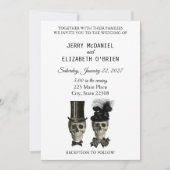 Gothic Gothic Bride Groom Skulls Wedding Invitatio Kaart (Voorkant)