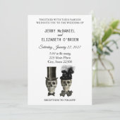 Gothic Gothic Bride Groom Skulls Wedding Invitatio Kaart (Staand voorkant)