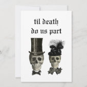 Gothic Gothic Bride Groom Skulls Wedding Invitatio Kaart (Achterkant)