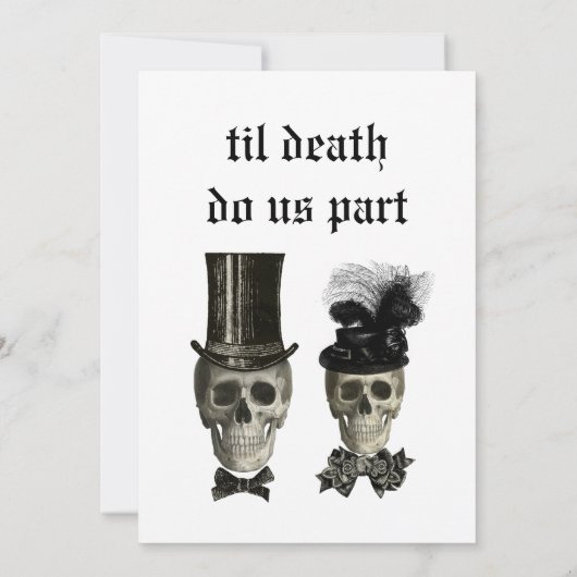 Gothic Gothic Bride Groom Skulls Wedding Invitatio Kaart (Achterkant)
