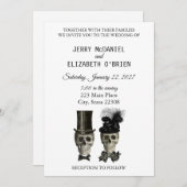 Gothic Gothic Bride Groom Skulls Wedding Invitatio Kaart (Voorkant / Achterkant)