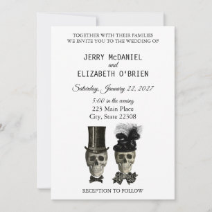 Gothic Gothic Bride Groom Skulls Wedding Invitatio Kaart
