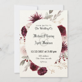 Gothic Gothic Dark Roos Wedding Invitation Kaart