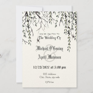 Gothic Gothic Dark Web Wedding Invitation Kaart