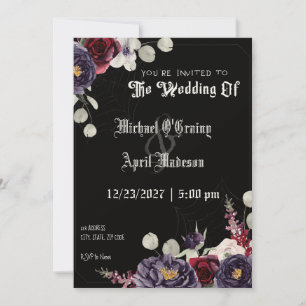 Gothic Gothic Dark Web Wedding Invitation Kaart