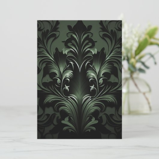Gothic Gothic Design Black & Green Feestdagenkaart (Staand voorkant)