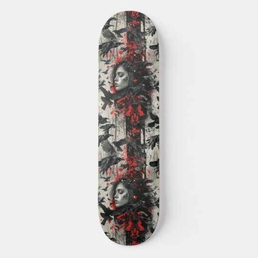 Gothic Gothic Girl en Ravens Macabre Skateboard (Voorkant)