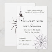 Gothic Gothic Spider Web Dark Invitation Wedding Kaart (Voorkant / Achterkant)