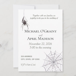 Gothic Gothic Spider Web Dark Invitation Wedding Kaart