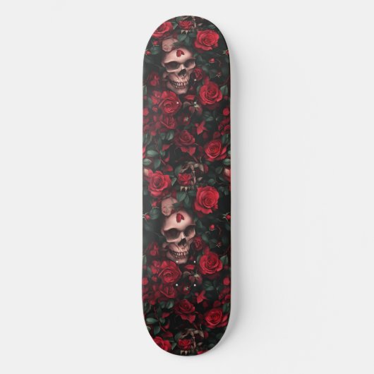 Gothic Gotische Schedel en Rozen Macabre Skateboar Persoonlijk Skateboard (Voorkant)