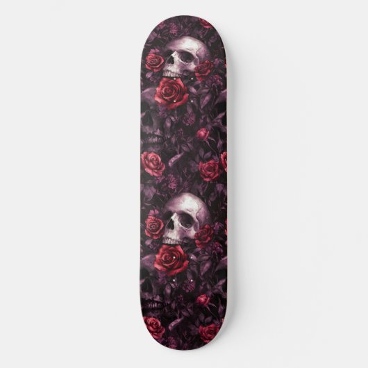 Gothic Gotische Schedel en Rozen Macabre Skateboar Persoonlijk Skateboard (Voorkant)