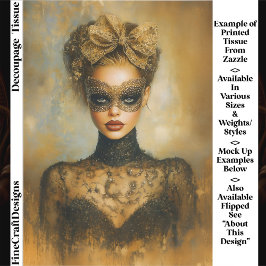 Gothic Goud Masquerade Vrouw, Masker ER2R Decoupag Tissuepapier