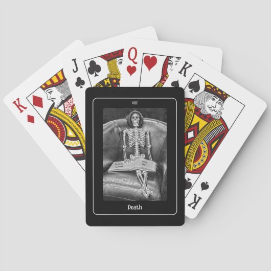 Gothic Grappig Zwart-wit Skelet Death Tarot Pokerkaarten (Achterkant)