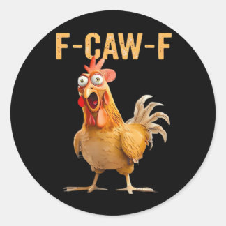 Gothic grappige humor kraai F-Caw-F Ronde Sticker