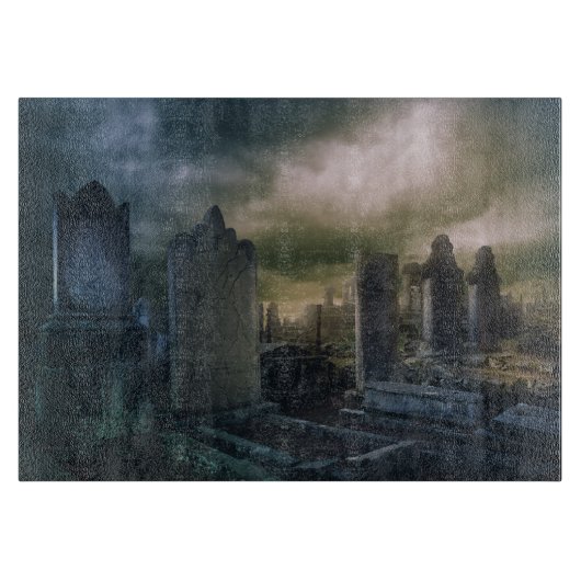 Gothic Graveyard Glass Cutting Board Snijplank (Voorkant)