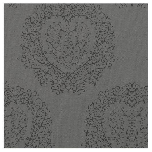 Gothic Gray Black Heart Stof (Close Up)
