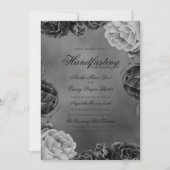 Gothic Gray Monochrome Elegant Floral Handfasting Kaart (Voorkant)