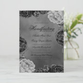 Gothic Gray Monochrome Elegant Floral Handfasting Kaart (Staand voorkant)