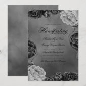 Gothic Gray Monochrome Elegant Floral Handfasting Kaart (Voorkant / Achterkant)