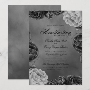Gothic Gray Monochrome Elegant Floral Handfasting Kaart